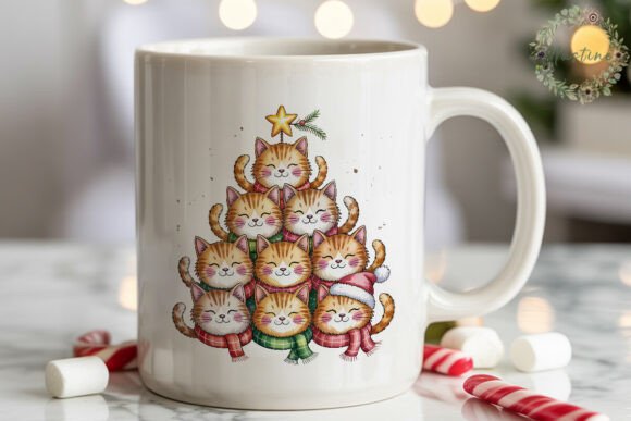 Christmas Cat Tree Sublimation Design