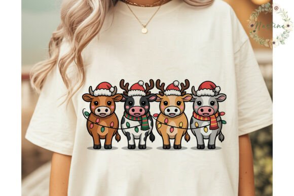 Christmas Cow String Lights PNG Clipart for Illustrations