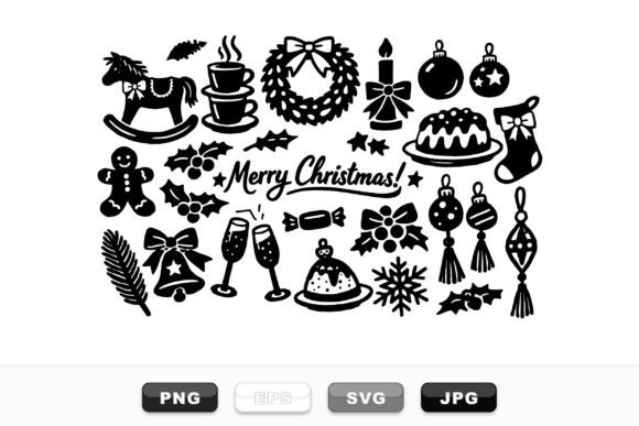 Christmas Holiday SVG Clipart Set for Illustrations