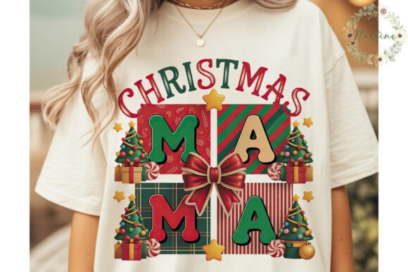 Christmas MAMA Block Letters PNG Clipart for Illustrations