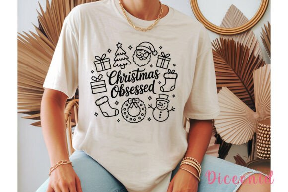 Christmas Obsessed Line Art PNG Clipart for Illustrations