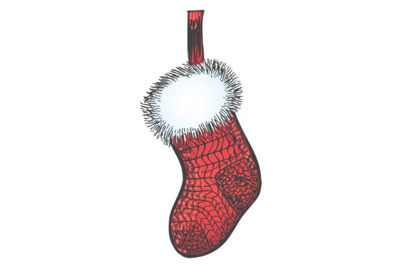 Christmas Sock Hanging. Holiday Stocking Illustrations Review