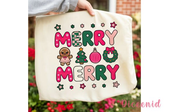 Cute Retro Christmas MERRY PNG Clipart