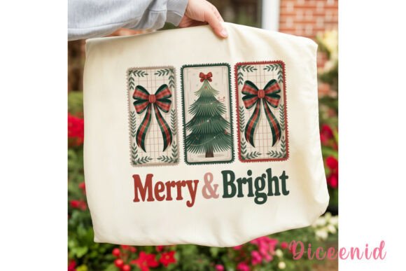 Merry Bright Plaid Christmas PNG Clipart for Illustrations