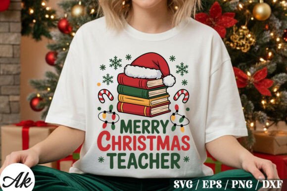 Merry Christmas Teacher SVG Design for Illustrations
