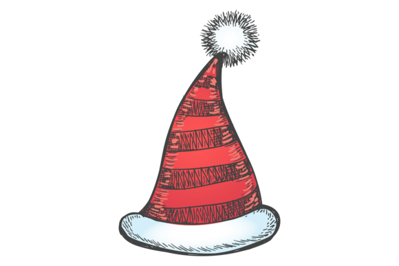 Santa Hat Sketch. Red Christmas Party Ca Illustrations